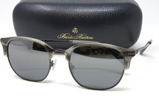Brooks Brothers Men's Sunglasses Square Metal Matte Gunmetal Grey Horn NEW 