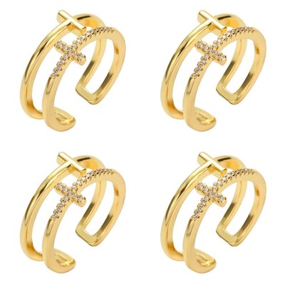  4 PCS Kreuzring Strassring Schmuck Für Besondere Anlässe Fräulein