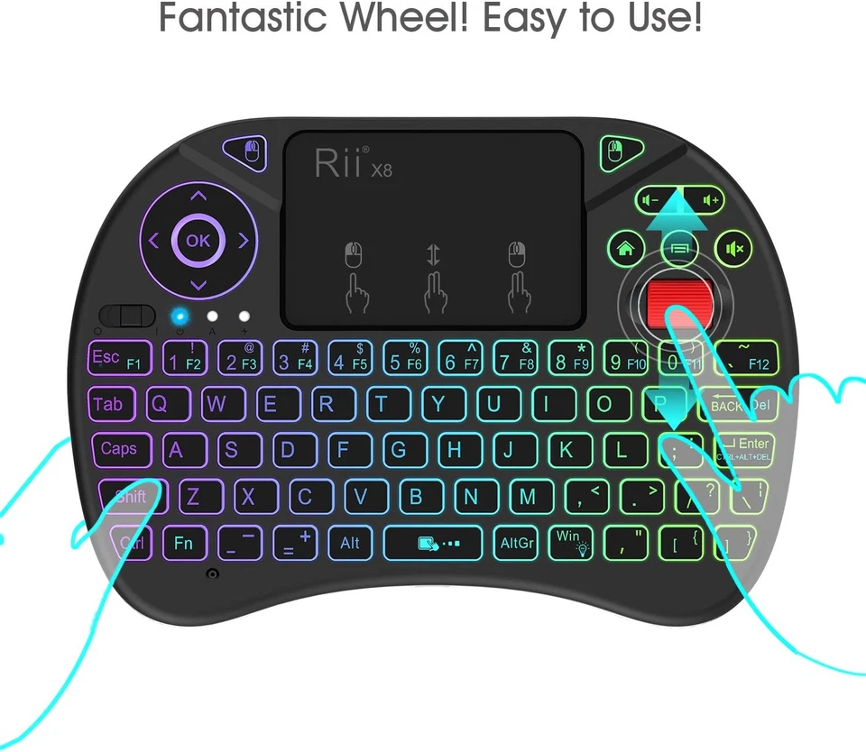 Rii X8 Mini Keyboard,2.4Ghz Portable Wireless Keyboard with Touchpad Mouse,Rgb B - Image 3 of 4