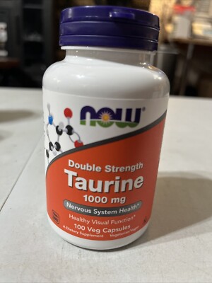 NOW Foods Double Strength Taurine 1,000 mg 100 Veg Caps Exp 5/28