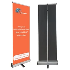 Heavy-Duty 24"x72-80" Retractabel Banner Stand (Stand ONLY) Roll Up Display
