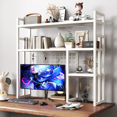 Metal Desk Shelf Organizer Rack Multi-Layer Bookshelf Storage Rack Home Office