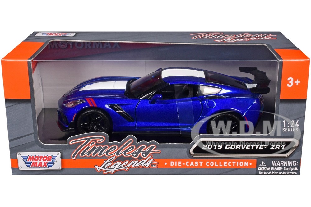2019 CHEVROLET CORVETTE ZR1 BLUE 1/24 DIECAST MODEL CAR BY MOTORMAX 79356