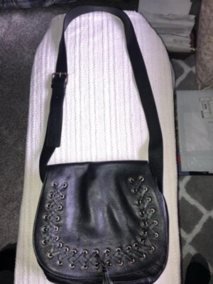 VIOLETTA Purse / Handbag Black Leather / NOS Crossbody / Shoulder Bag