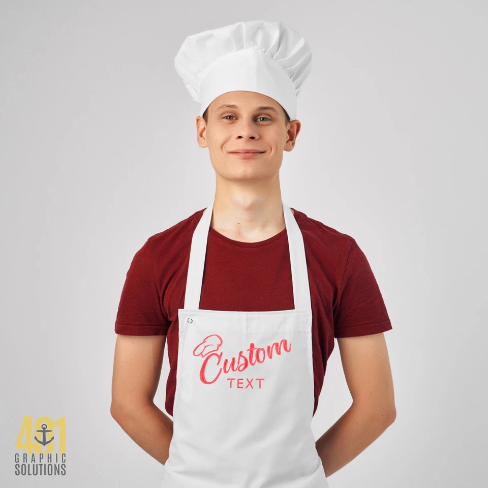 Delantal bordado personalizado, delantal bordado de cocina, delantal para hombre y mujer Foto 3 de 4