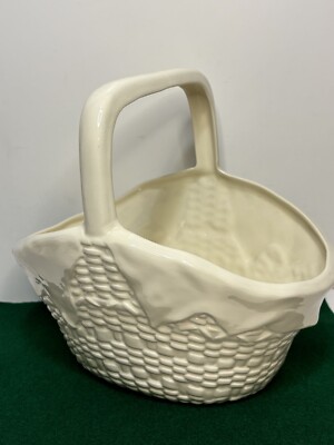 VTG Porcelain Neutral Basket Farmhouse Cottage Deep Large