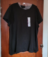 NWT TIME AND TRU Women's XXL 20 Black Short Sleeve Slub Crew Tee Shirt