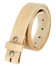 Hand Made In USA Genuine Full Leather Belt Strap Natural - UNISEX Belt Snap on
