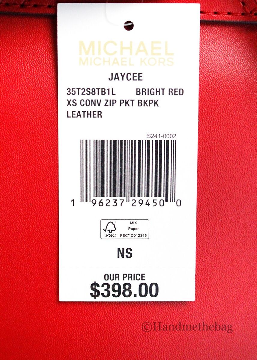 Michael Kors Jaycee Mini XS Bright Red Pebbled Leather Zip Michael Kors Jaycee Mini XS Bright Red Pebbled Leather Zip