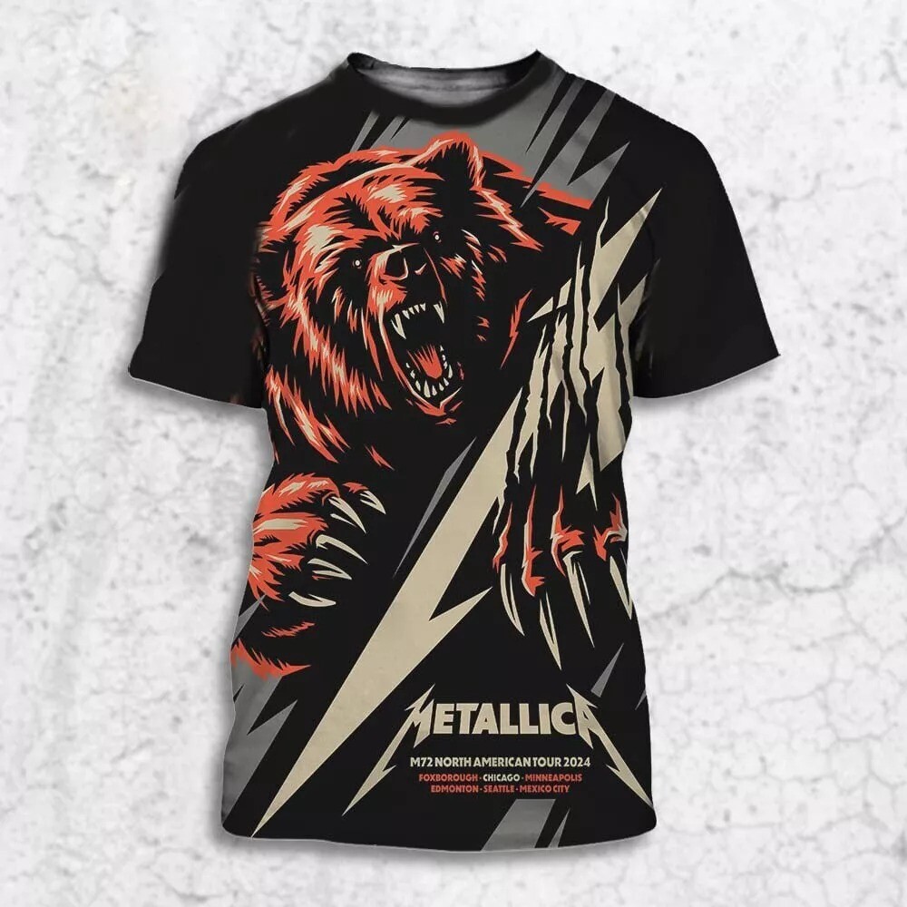 Rare!!! Official Metallica M72 Chicago August 9 And 11 2024 3D T-Shirt All Siz