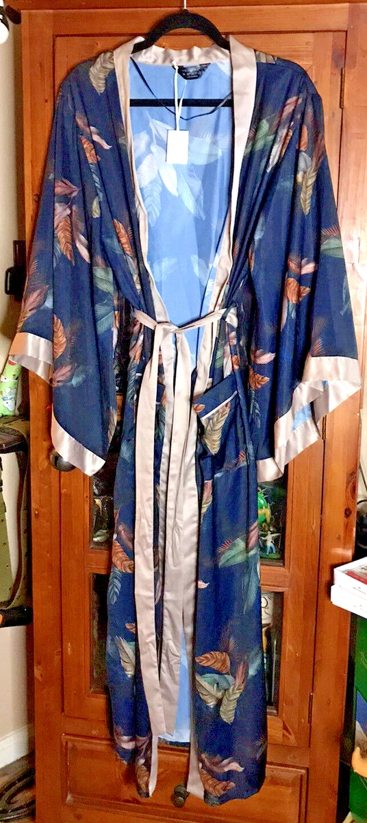 Primark Belted Fern Print Kimono Robe Navy Blue Women's Size M (8-10) | eBay