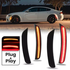 4X Smoked Front Rear LED Side Bumper Marker Lights For Dodge Charger 2015-2023