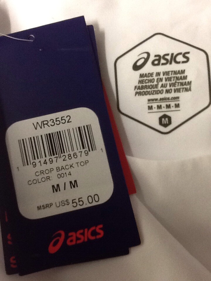 ASICS Womens White Crew Neck Sleeveless Fitted Crop Back Top Shirts Size M    Z1 image 9