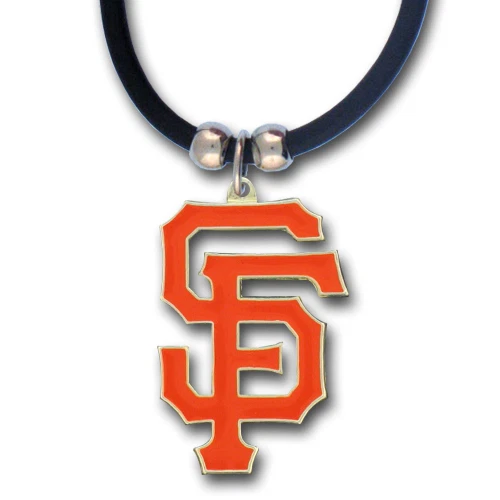 San Francisco Giants Rubber Cord Necklace w/ Logo Charm Licensed MLB Jewelry - Image 2 of 3