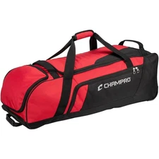 Large Scarlet Catchers Bag with Wheels Holds Gear and Bats Sports Equipment