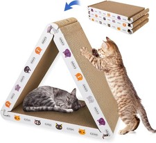 Cat Scratcher Board Foldable Triangle 6 Usable Sides Vertical Cardboard 3 Pack