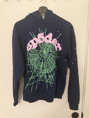 SP5DER NAVY/PINK OG WEB HOODIE SIZE S USED