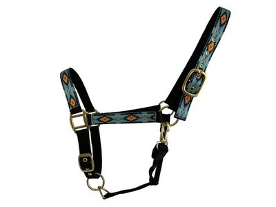 3-Ply Nylon Halter w/ Teal Navajo Overlay Print