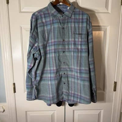 Tommy Bahama Shirt Mens XXL Coastline Cord Plaid Check Long Sleeve