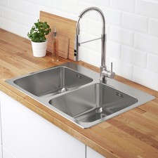 ikea LÅNGUDDEN Lavello da Incasso, 2 Ciotole, Acciaio Inox, 75x53 cm