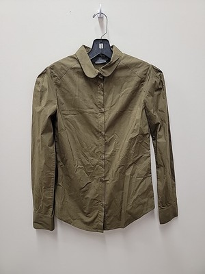 McQ ALEXANDER McQUEEN  BUTTON-DOWN COLLARED TOP SHIRT Green SIZE 40
