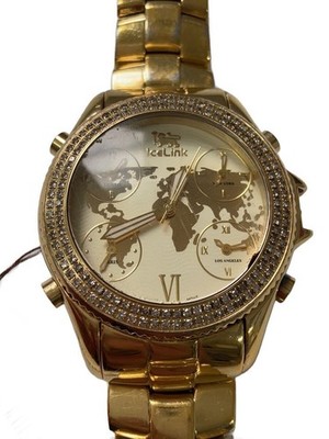 Ice Link MarcoPolo Gold Quartz Watch Excellent JAPAN