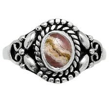 Natural Rhodochrosite Argentina 925 Sterling Silver Ring s.8.5 Jewelry R-1286