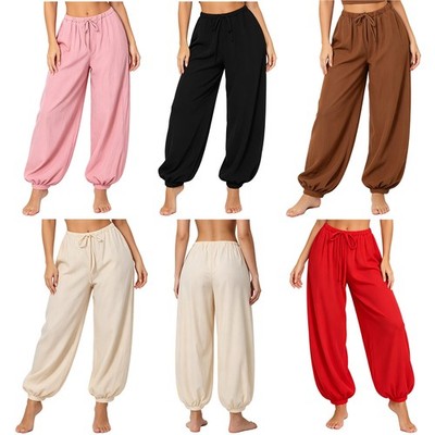 Women Bloomers Yoga Lantern Pants Boho Harem Summer Drawstring Baggy Joggers
