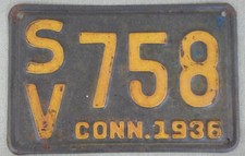 Vintage 1936 Connecticut License Plate