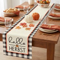 TischläUfer Herbstdeko Leinen Karomuster KüRbis Deko Halloween 180X33Cm