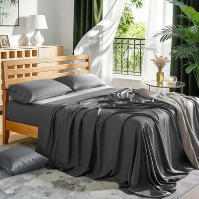 100% Rayon Derived from Bam_Boo Sheet Set King Size 19'' Deep Pocket Cooling Bed