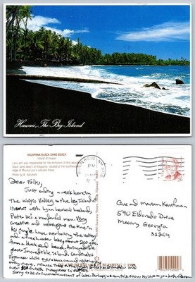 Vintage 1989 Kalapana Black Sand Beach Hawaii Big Island Posted Postcard
