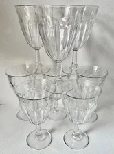 PICARDIE 9-PANEL FRENCH CRYSTAL GOBLETS-SET 8-DURALEX