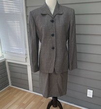 Rena Rowan Wool Blend Classic Patterned Skirt Suit Jacket and Skirt Set 8