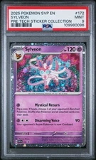 2025 POKEMON SVP BLACK STAR PROMO 172 SYLVEON PRE TECH STICKER COLLECTION PSA 9