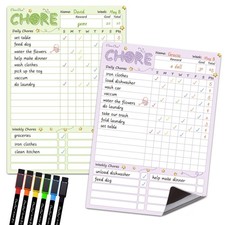 Magnetic Dry Erase Chore Chart Board for Kids Teens, 2 Pack