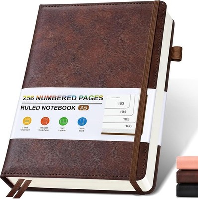 Lined Leather Journal Notebook for Men Women, Hardcover Journals with B5 Brown