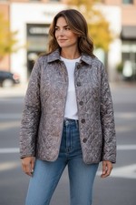 Chico  s Quilted Python Animal Print Outerwear Jacket, Size 12/14 159 New