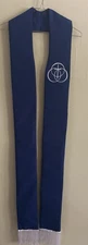 Global Methodist Church blue clergy stole With White Emblem And Fringe