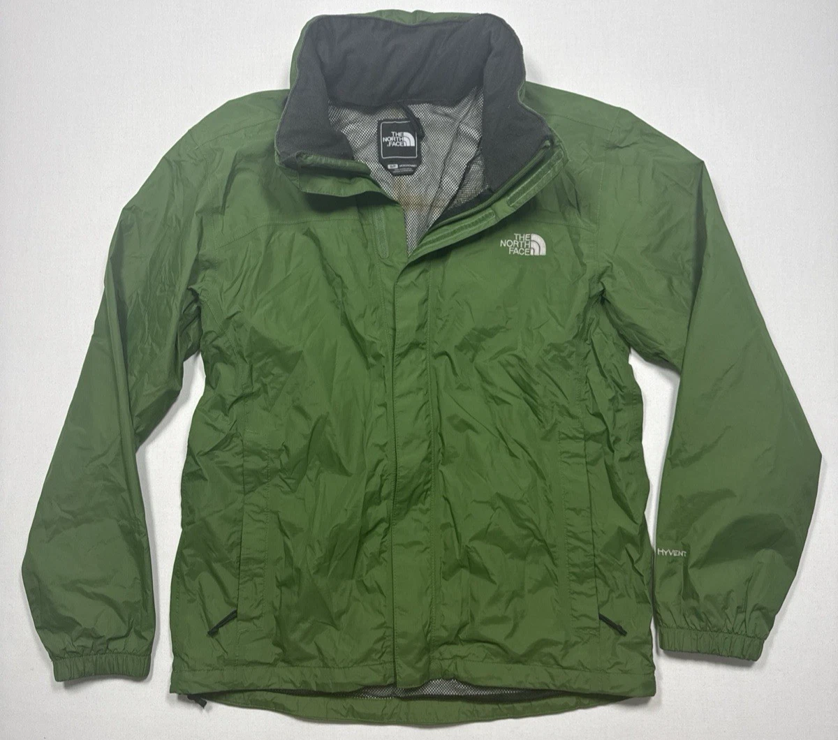 North Face Hyvent Jacket Men's S Hiking Windbreaker Light Weight Green Zip Hood