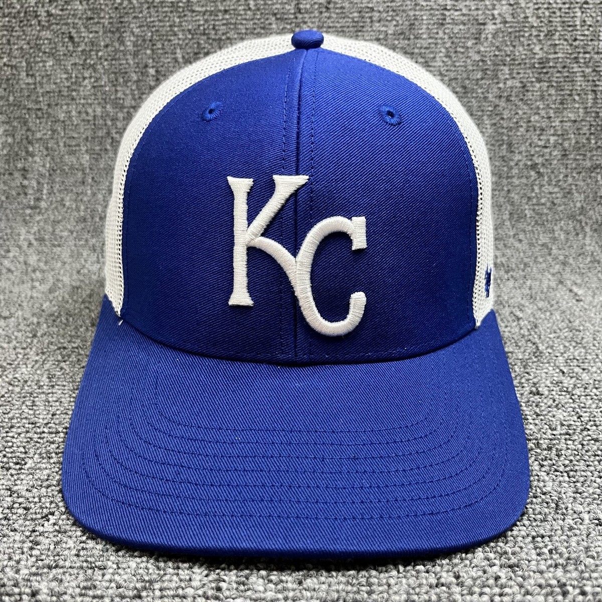 '47 Brand MLB Kansas City Royals Trucker Hat Blue White Mesh Snapback Cap KC Log