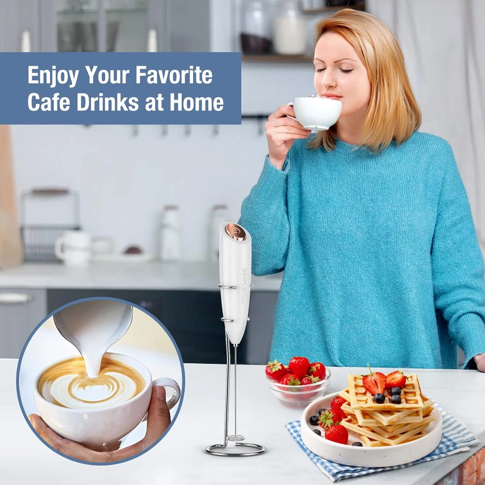 Milk Frother Handheld Battery Operated Electric Foam Maker, Drink Mixer with Sta