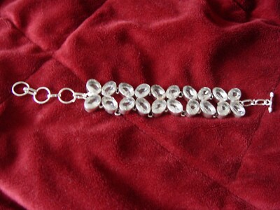 57 gr STERLINGSILBER ARMBAND MEHRERE STEINE KLARE FARBE SCHÖNER STEIN GESAMT 8''ADJ