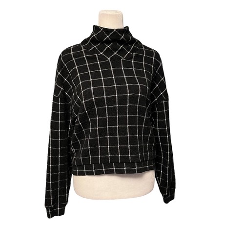 Madewell Black Textured Windowpane Turtleneck Sweater XS - Picture 5 of 10
