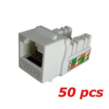 50 PACK - CAT6A 10G RJ45 110 Punch Down 8P8C Keystone Modular Snap-In Jack White