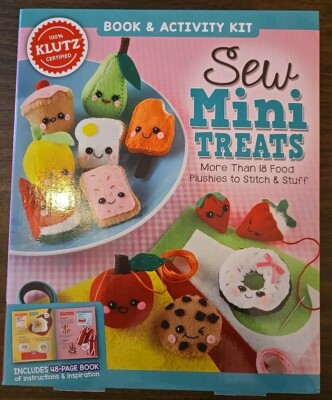 Klutz Sew Mini Treats Mixed Media 18 Food Plushies + Book Activity Kit NIB 