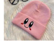 Kirby Anime Plush Knitted Hat Unisex Embroidery Winter Hat Plushie Knit Bonnet