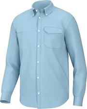 NEW Men's Huk Tide Point Break Long Sleeve Shirt Blue Medium MSRP $60