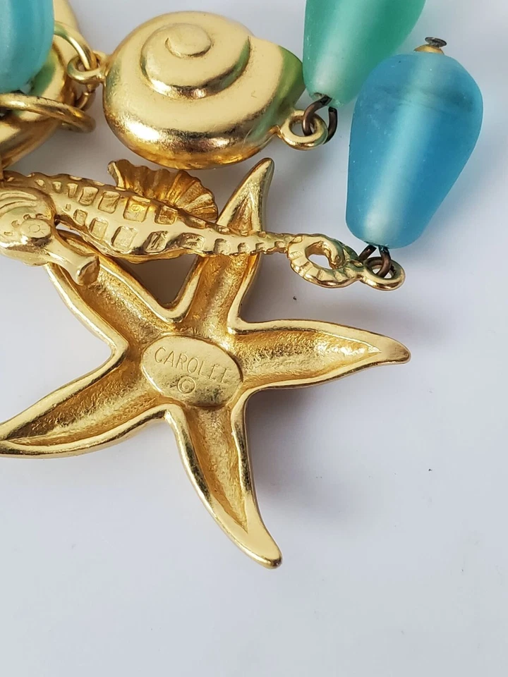 Collar largo de cadena dorada firmado Carolee para mujer con concha de estrella de mar Foto 4 de 4