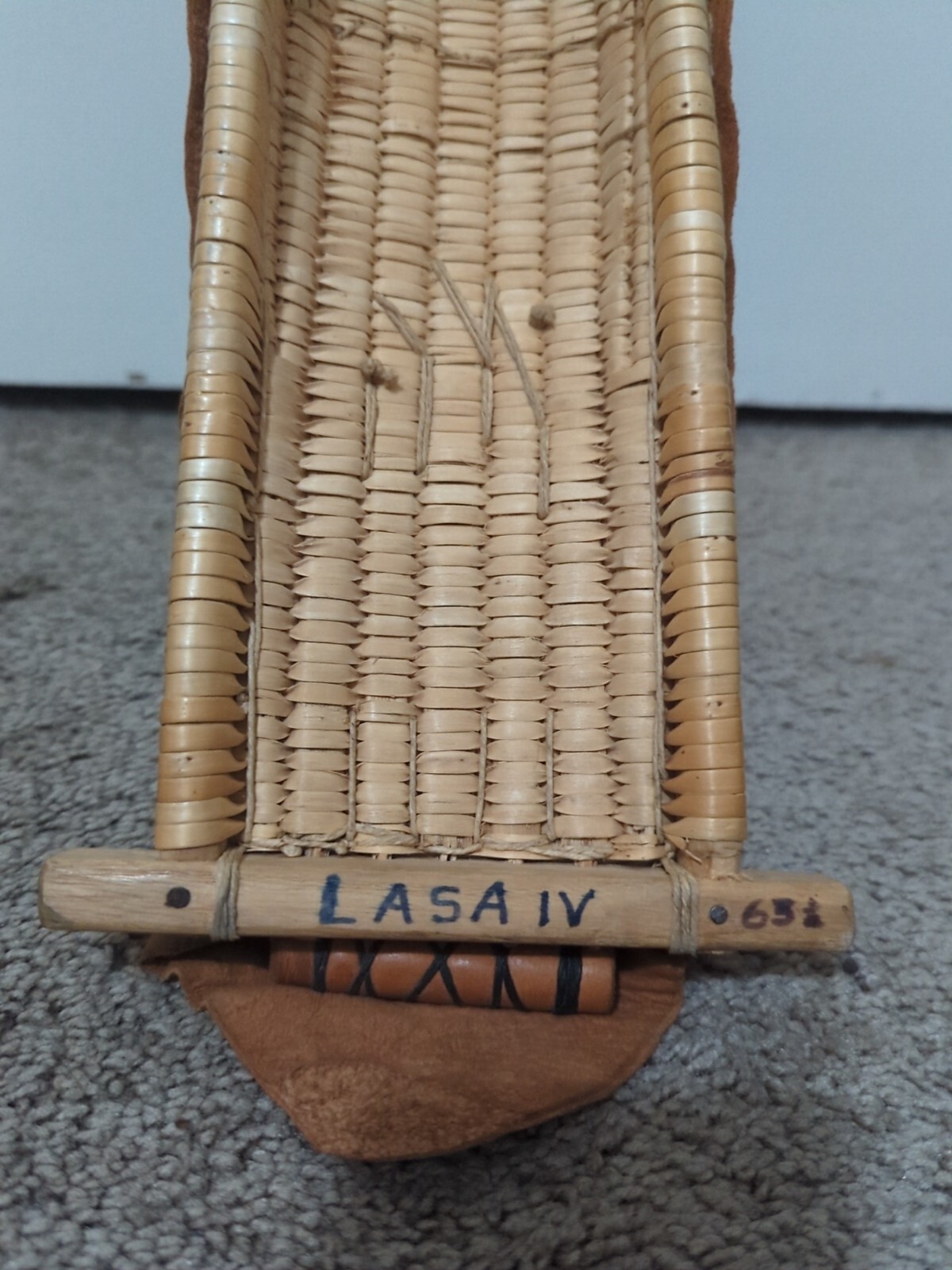 Vintage Jai Alai Cesta Wicker Rattan Basket Scoop Leather Glove Marked